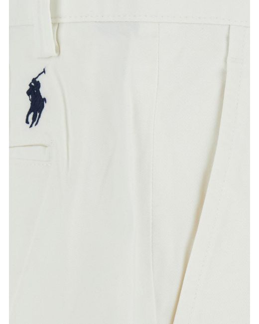 Polo Ralph Lauren White Shorts With Belt Loops And Pony Embroidery On for men
