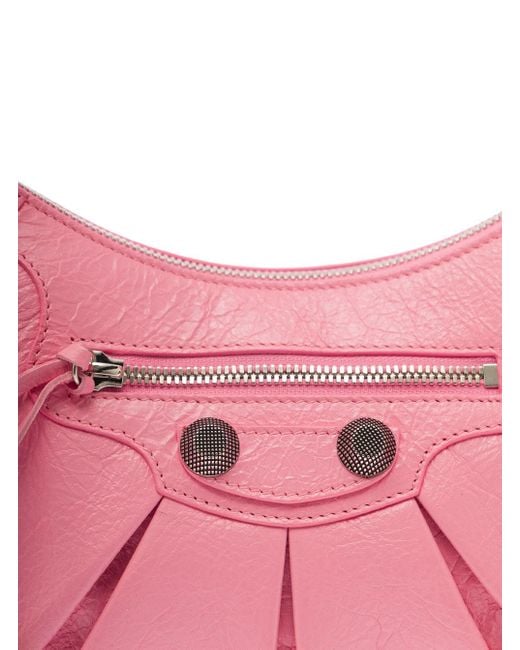 Balenciaga Pink 'le Cagole S' Shoulder Bag With Removable Heart Mirror In Leather Woman