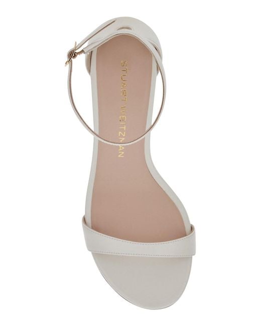 Stuart Weitzman White Heeled Sandals Nudist Block 75 Leather