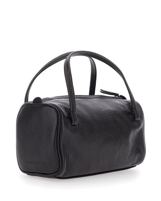 NOTHING WRITTEN Black Handbag With Leather Handles And Zip Closure