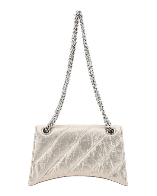 Balenciaga Natural 'Crush Small' Crossbody Bag With B Logo Detail