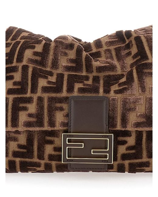 Borsa A Spalla 'Mamma Baguette Media' Con Chiusura Ff Sul Fronte di Fendi in Brown