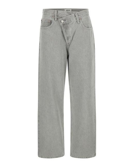 Jeans Con Dettaglio Criss Cross di Agolde in Gray