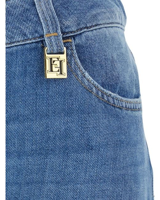 Elisabetta Franchi Blue Palazzo Jeans Light
