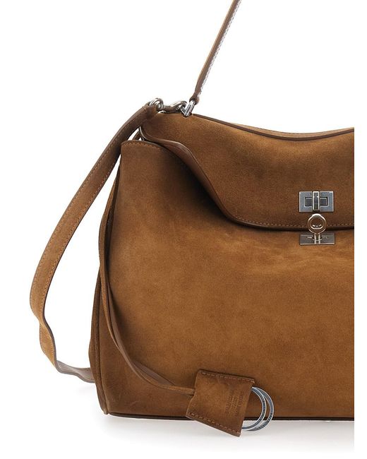 Balenciaga Brown 'Rodeo Medium' Shoulder Bag With Removable Shoulder Strap