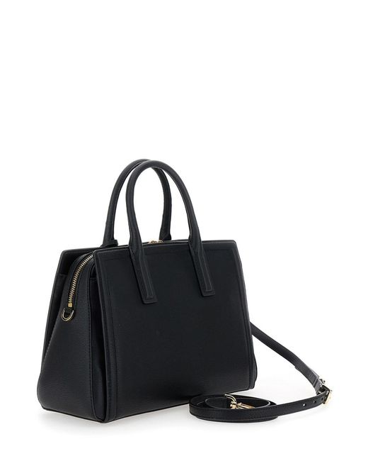 MICHAEL Michael Kors Black Handbag With Metallic Lettering Logo And Pe