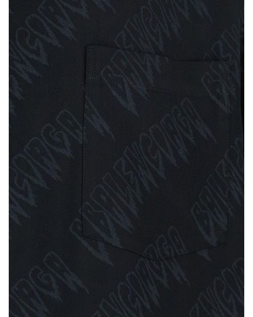 Balenciaga Black Shirt 'Creeper' With Classic Collar And All-Over Logo Motif for men