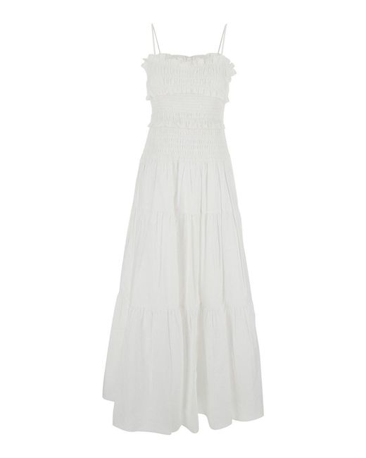 MICHAEL Michael Kors White Dress Smocked Maxi