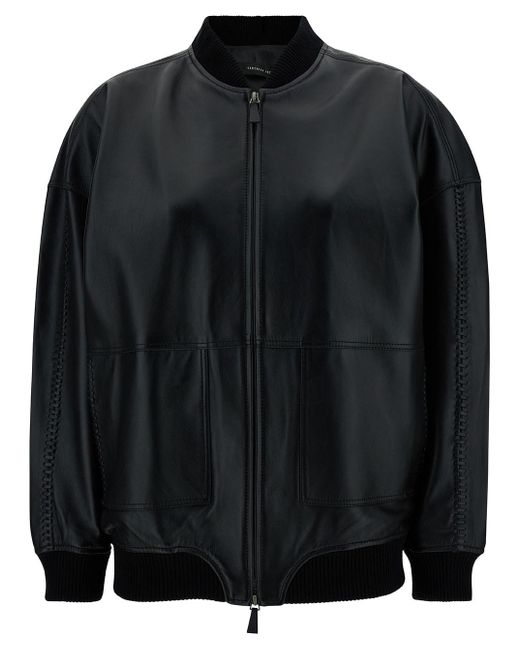 FEDERICA TOSI Black Bomber Jacket With Ribbed Trim