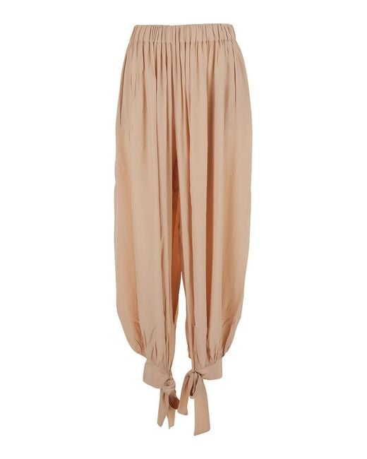 ANDAMANE Natural Pants With Elastic Waist And Knots
