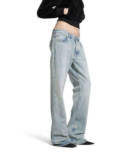 Jeans Dritti A Vita Bassa di Balenciaga in Blue