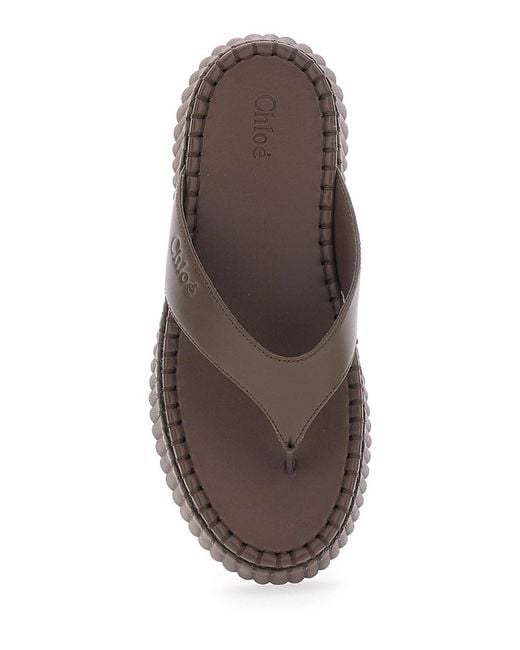 Chloé Brown 'Nama' Wedges With Thong Design And High Heel