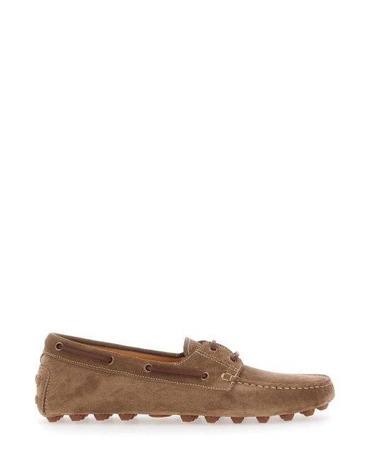 Tod's Brown 'Bubble Gommino' Loafers With Contrasting Stitching for men