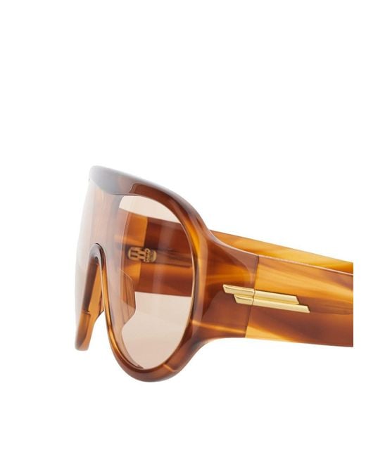 Bottega Veneta Brown 'Shield' Sunglasses With Geometric Frame And Side Logo