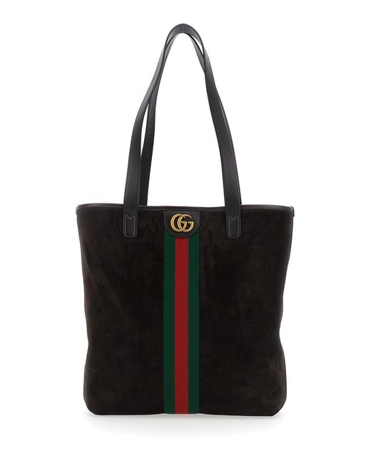 Gucci Black 'Ophidia' Shopper With Metallic Gg Logo And Web Detail for men