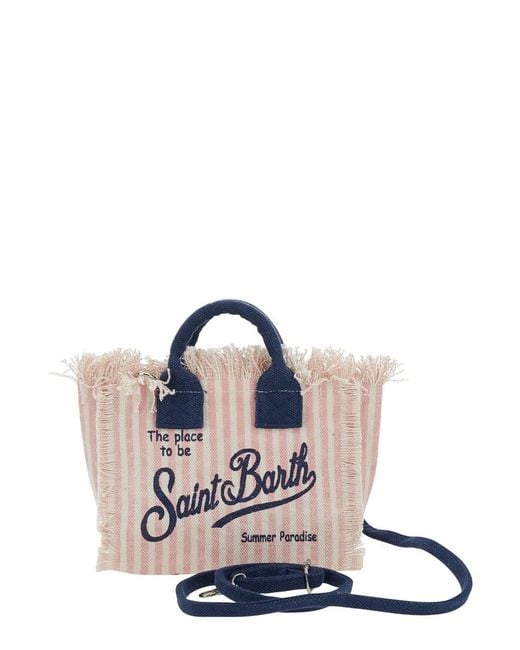 Mc2 Saint Barth Blue 'Vanity Mini' Handbag With Logo On The Front And