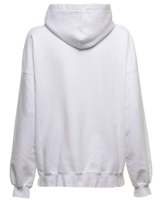 Balenciaga Cotton Women's Jersey Hoodie With Logo Print in White | Lyst
