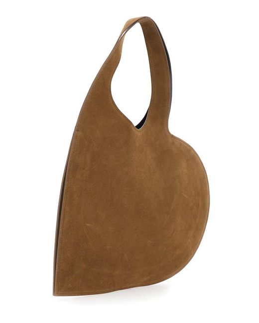 Coperni Brown 'Double Heart' Shoulder Bag With Cut-Out Handle And Hear