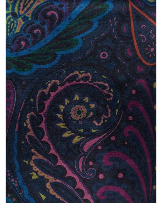 T-Shirt A Maniche Lunghe Con Scollo Rotondo E Stampa Paisley All di Etro in Blue