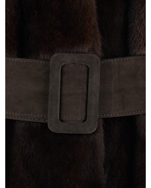 Suprema Black Mink Jacket With High Collar And Long Sleeves