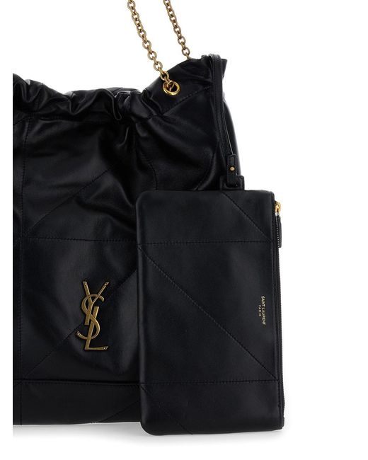 Saint Laurent Black Crossbody Bag 'Jamie 4.3 Pochon' With Cassandre Plate On Front