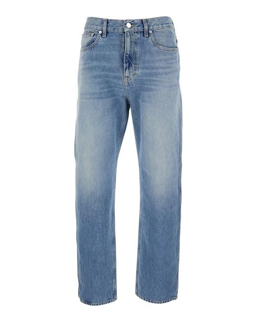 Gucci Blue Light Jeans With Belt Loops And Logo Patch On The Rear for men