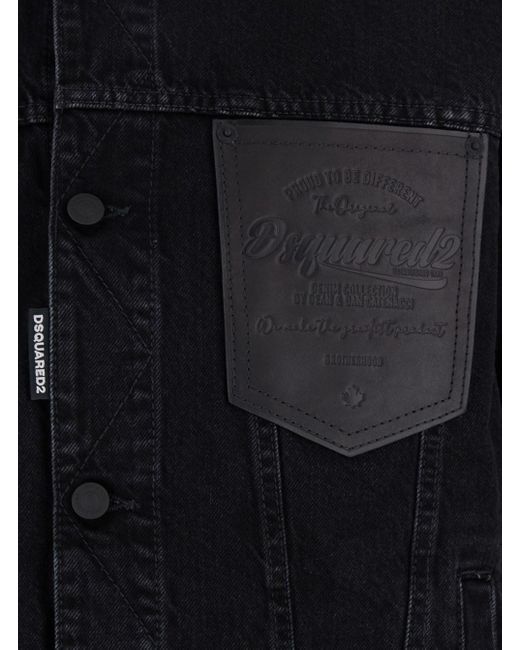 DSquared² Blue Jacket With Classic Collar And Embossed Logo On The Fr for men