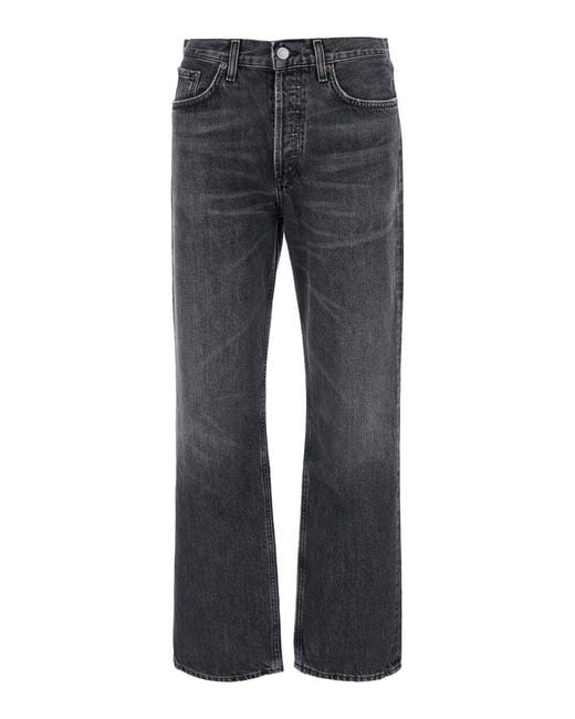 Agolde Gray Jean Lana With Pockets And Frayed Hems 100% Cotton