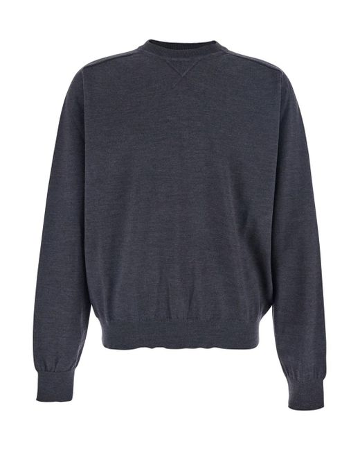 Jacquemus Blue Crew Neck Sweater With Back Logo for men