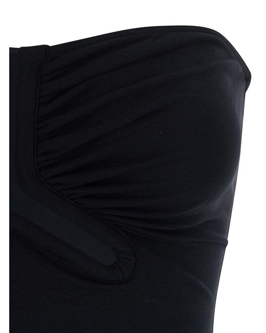 Rick Owens Black 'Alannah' Top With Corset Design And Cut-Out On The F
