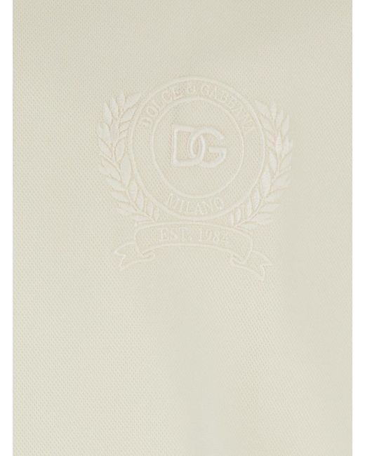 Dolce & Gabbana White Logo Embroidered Polo Shirt for men
