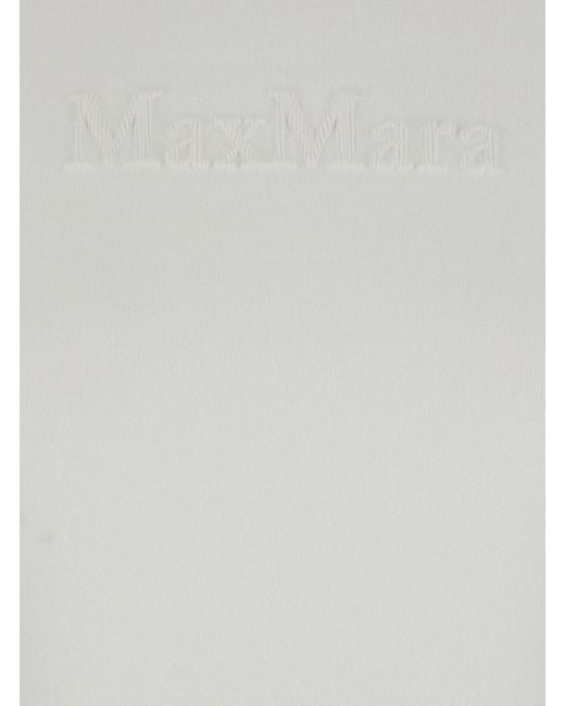 Max Mara Pure White 'Adelio' Crewneck T-Shirt With Tonal Logo Lettering
