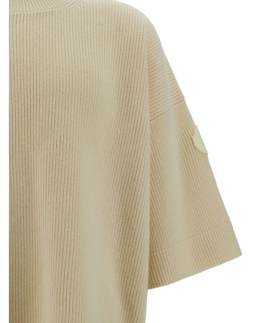 Moncler Genius Natural Ribbed Sweater With Moncler X Roc Nation By Jay-Z Patch for men