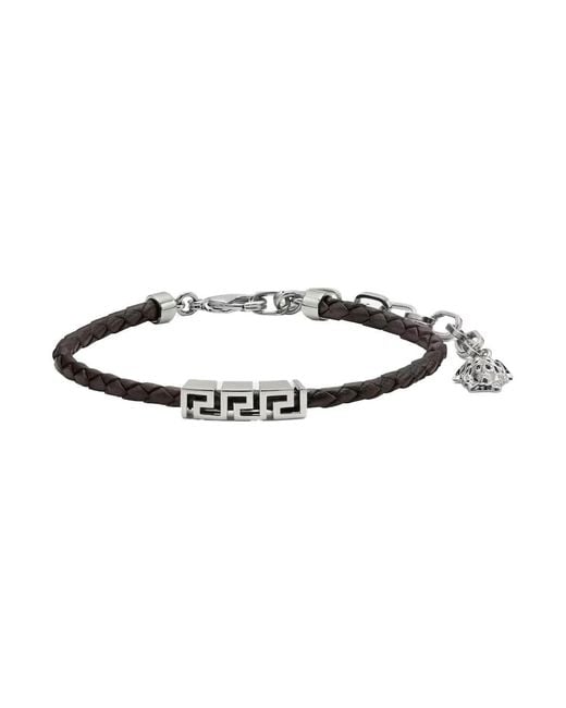 Versace Multicolor Bracelet With Metal Plate And Pendant Detail for men