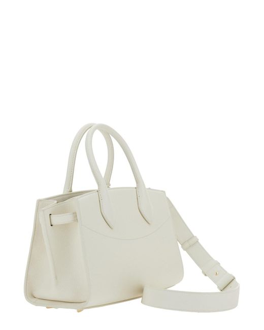 Borsa A Mano 'Soft' Con Tracolla Regolabile E Removibile E E di Ferragamo in White