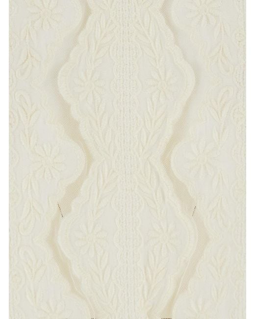 Twinset White Crew Neck Blouse With Embroidery On The Front