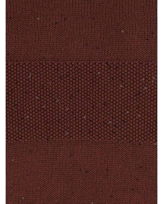 Brunello Cucinelli Brown Crewneck Sweater With Net Knit