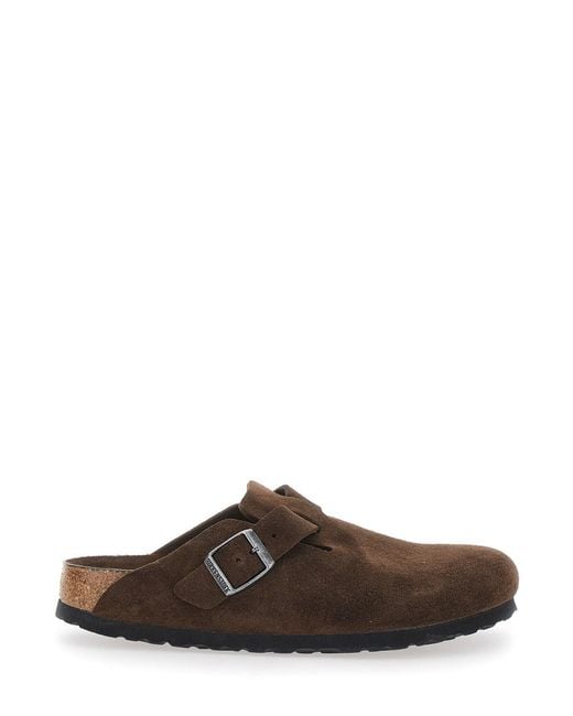 Birkenstock Brown 'Boston' Mules With Buckle Closure And Almond Toe In