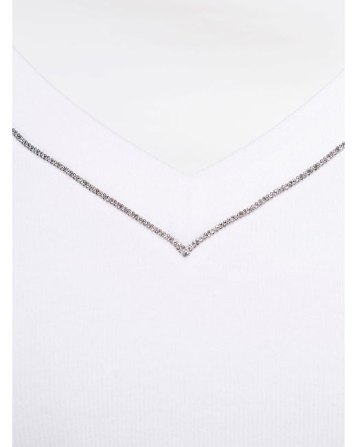 Brunello Cucinelli White V-Neck Pullover With Beads Detailing