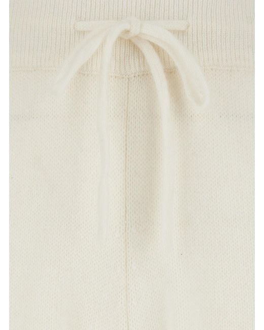 SOLOCASCMIR White Pants With Elastic Drawstring Waist