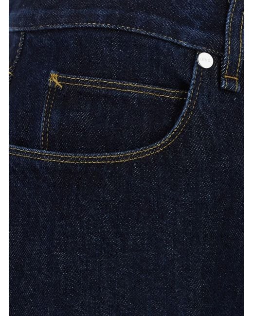 Fendi Blue Jeans With Logo Patch On The Back for men