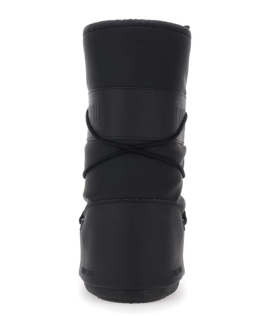 Moon Boot Black 'Icon' Snow Boots With Maxi Logo Print On The Side for men