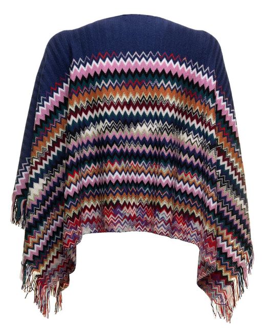 Missoni Wool Poncho In Lana Donna in Blue | Lyst