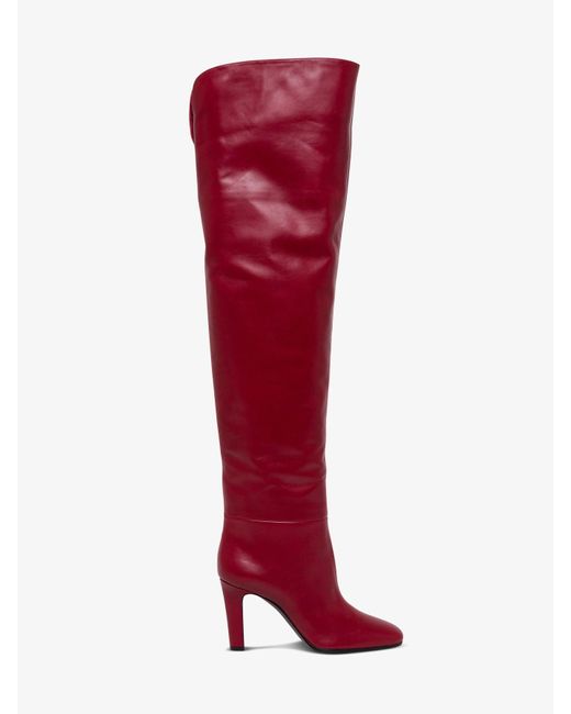 Saint Laurent Red Jane Over-the-knee Leather Boots