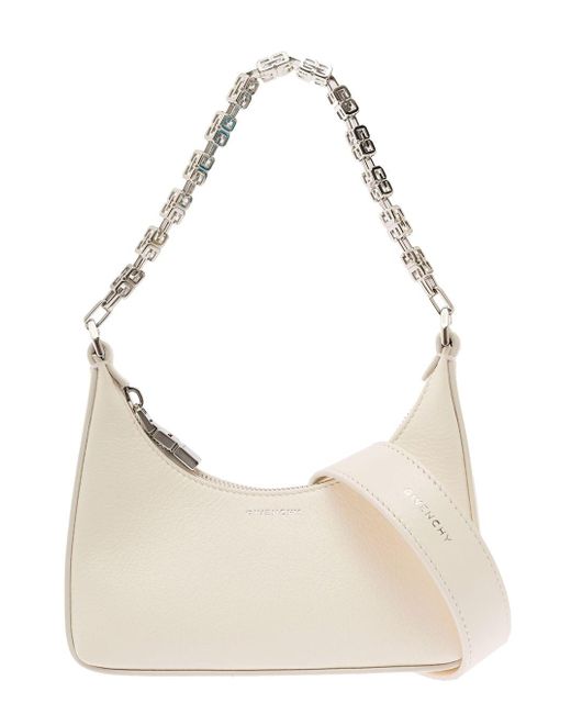 Givenchy Natural 'moon Cut-out' Mini Crossbody Bag With G Cube Chain In Leather