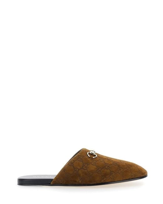 Gucci Brown Mule With Horsebit On The Front And All-Over Gg Motif for men