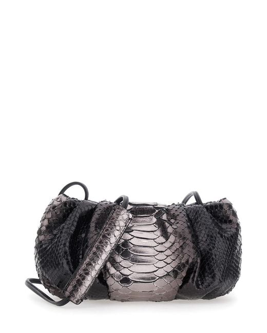 Biaggini Black Pillow Is A Clutch With Python Details For