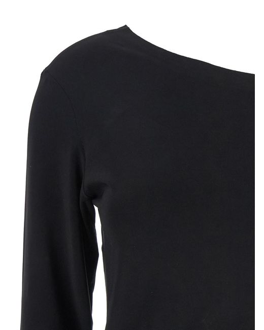 Norma Kamali Black Top Off-Shoulder Stretch-Tech