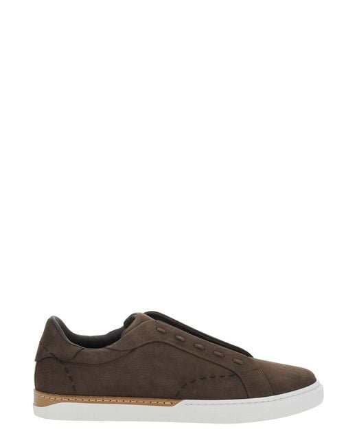 Fendi Brown 'City' Sneakers With Slip-On Design And Logo Lettering In for men