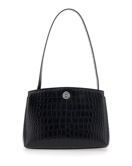 Liffner Black Clutch Bag 'Croc Embossed' With Elegant Design